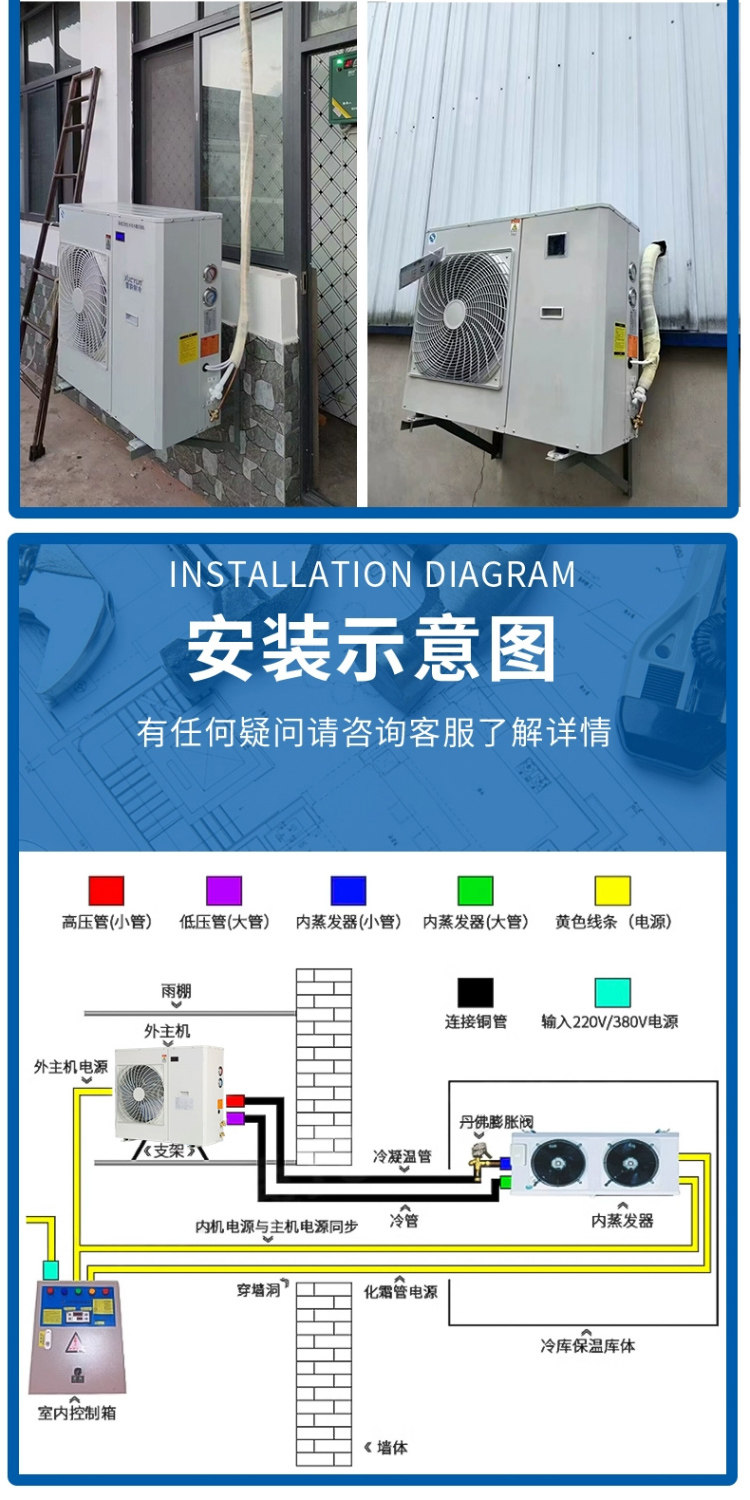冷库全套设备比泽尔型半封闭低温冻库整套制冷机组谷轮5P8P套装(pic9)