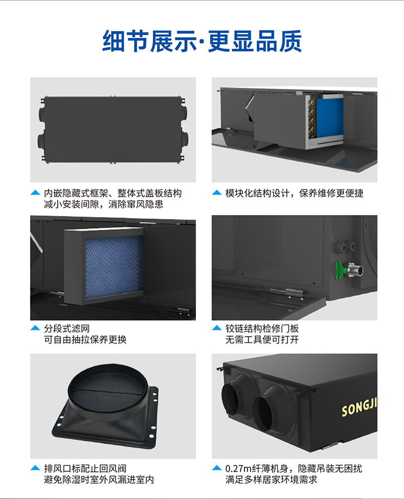 松井新风除湿机吊顶抽湿机器单向双向流热回收交换气净化中央系统(pic18)