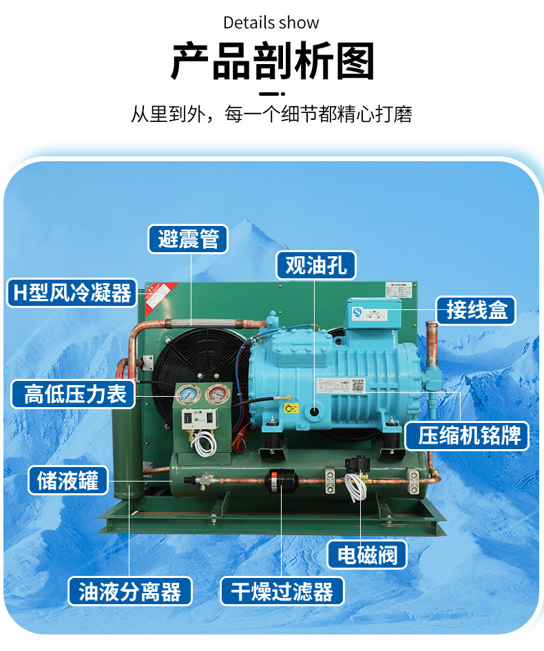 3匹5匹冷库全套设备制冷机组半封闭低温风冷保鲜冷冻库活塞压缩机(pic11)