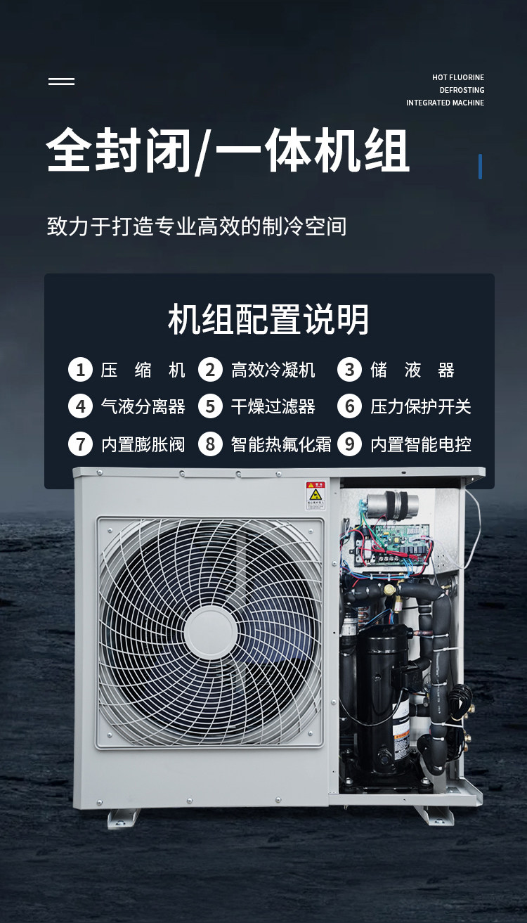 冷藏热氟化霜制冷机组保鲜全套设备专用压缩All全封闭冷藏库(pic5)